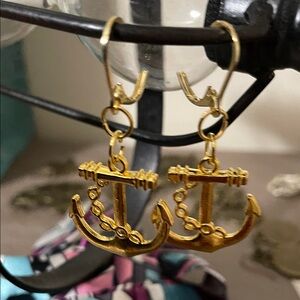 Artisan Gold Anchor Earrings